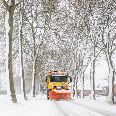 Clears driveways and roads.